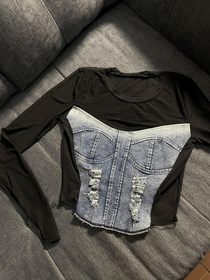 Malla Top -  Denim