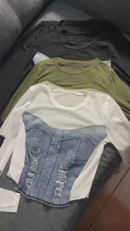 Malla Top -  Denim